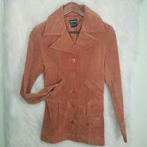 Vintage Wet Seal Suede Leather Button Front Coat